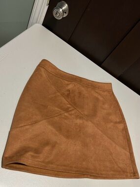 Mango Faux Suede Mini Skirt - Camel Brown